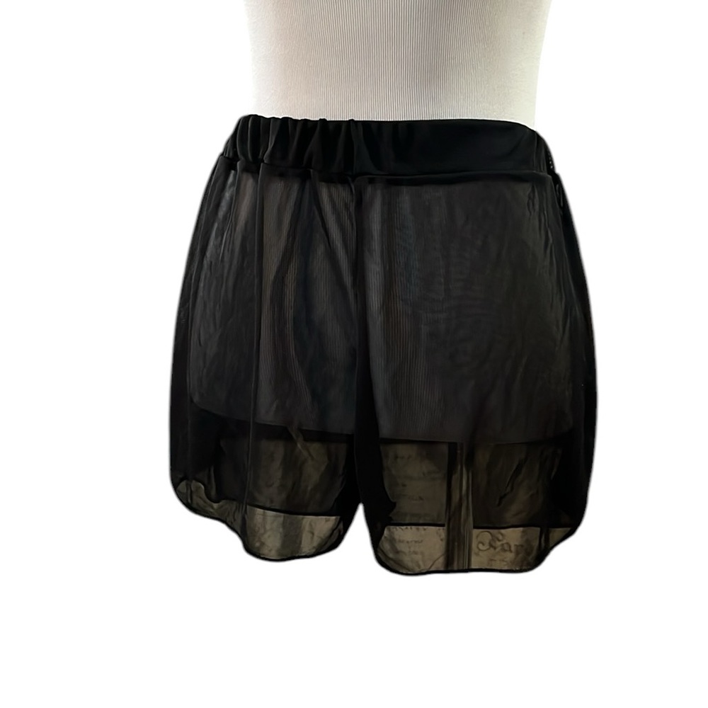 PRETTYLITTLETHING MESH COVERUP SHORTS BLACK SIZE 8